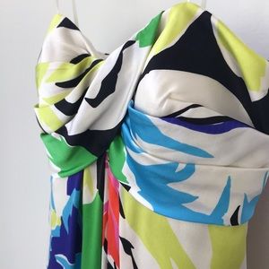 Cache Silk Strapless Cocktail Dress